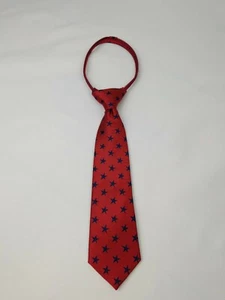 Preppie By J.B Boys Zipper Tie Red Blue Stars 11.5 Inches Length - Picture 1 of 12
