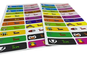 IRON ON TAGS - Personalised Name Stickers Custom Label tag Clothing School Kids - Picture 1 of 46
