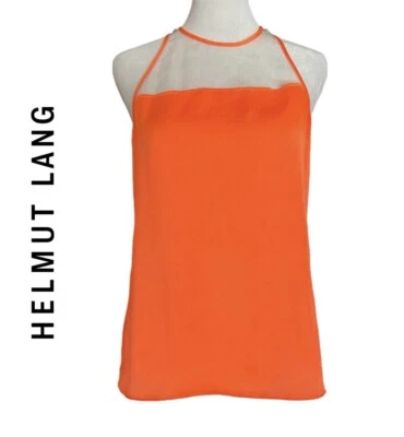 HELMUT LANG for Intermix Neon Orange Tank Top Size S Made in USA Zip Back Blouse - Image 1 of 4