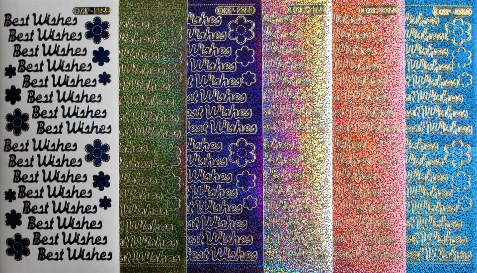 Holographic Shimmer Best Wishes PEEL OFF STICKERS Flowers Cardmaking - image 1 of 1