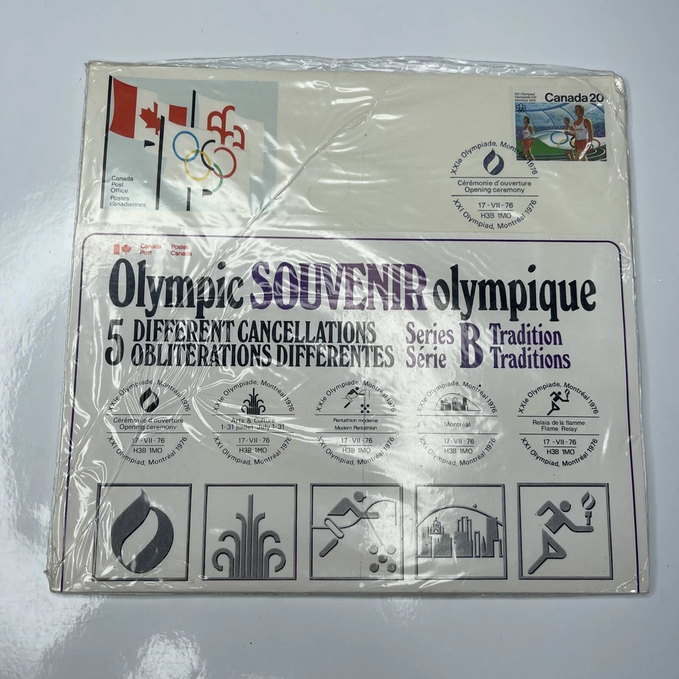 E Olympic 76 Souvenir 5 Cancellations FDC International Canada Series B - Image 1 of 4