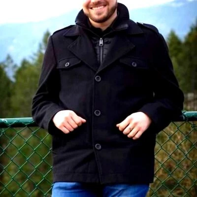 I Jeans By Buffalo Double Closure Military Style Jacket w/ Epellets in Black - Image 1 of 4