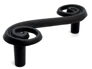 12 x WROUGHT IRON SWIRL HANDLES 76mm cast black cabinet cupboard handle (27) - Picture 1 of 10