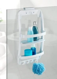 Wenko Estantería de Baño Colgante 2 Estantes 4x Ganchos Utensilios de Baño Blanco 26x54,5x11,5 cm - Imagen 1 de 3