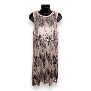 NEW LARGE GB CHAMPAGNE GOLD SEQUIN DRESS EVENT SLEEVELESS STRETCH PARTY COCKTAIL - Picture 1 of 13