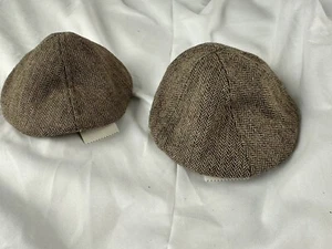 2 BABY JEFF CAP Brown Herringbone Newsboy Cat & Jack Newborn NWT Photo prop Twin - Picture 1 of 3