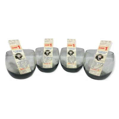 Vintage 1975 Game Day Tickets W Baltimore Colts Cocktail Bar Smoked Glasses - Image 1 of 4