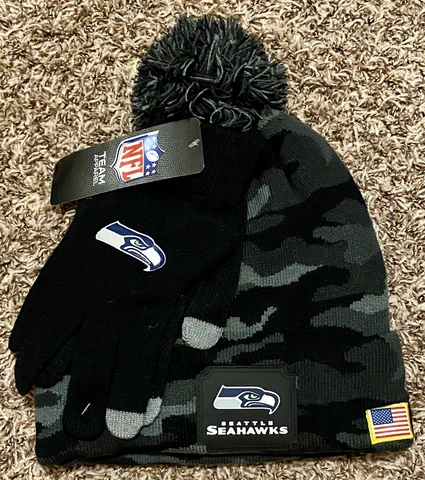 NWT NFL Team Apparel “Seattle Seahawks” Football Beanie Hat & Gloves, $50 Cover