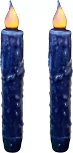 Real Wax Hand Dipped Battery Operated LED Timer Taper Candles Rustic Primitive F - Picture 1 of 7