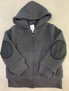 BABY GAP Little Kids Dark Gray Full Zip Sherpa Lined Hoodie Jacket~~Size 5 Years - Picture 1 of 9