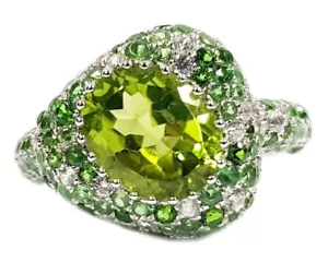 Meher's Jewelry 5.31ctw Peridot, Tsavorite, Chrome Diopside Multi Gemstone Ring - Picture 1 of 4