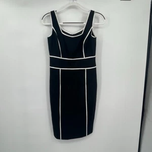 David Meister Womens Dress 2 Sheath Linen Blend Black Lined Preppy Sleeveless - Picture 1 of 11