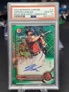 JORDAN LAWLAR 2022 Bowman Chrome Mega Box Mojo Green Auto #/99 PSA 10 Gem Mint - Picture 1 of 4