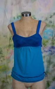 LULULEMON Tank Top With Sports Bra Attached Drawstring Yoga Gym Blue Size 4 - Picture 1 of 5