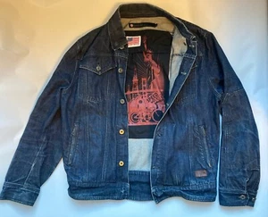 Vtg Roland Sands Designs RSD Fubar Raw Indigo Denim Motorcycle Jacket Large READ - Picture 1 of 18