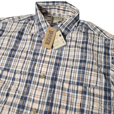 Duluth Mens Shirt Armachillo Lightweight Wick L Blue Plaid Relaxed Fit SS $59 - Image 1 of 4