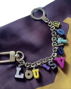 LOUIS VUITTON Key ring holder Bag charm Colorful Logo Swing Keychain Ken Gp Lv - Picture 1 of 6