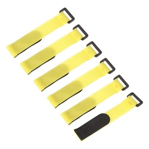 6 Pcs Battery Tie Down Straps,1"x8" Yellow Nylon Hold Down Hook Loop Strap - Afbeelding 1 van 6