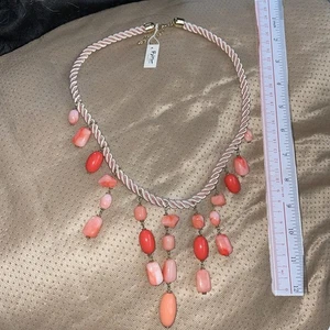 Bijou Drive Necklace Silky Rope With Coral Colored Beads - Picture 1 of 4