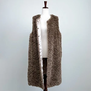 J. Crew Collection Long Teddy Faux Fur Sleeveless Trench Vest  - Picture 1 of 11