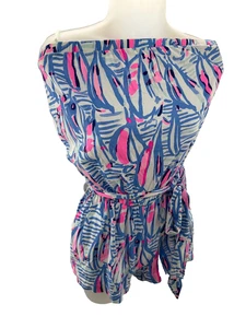 Lilly Pulitzer Ritz Romper Blue Haven Sailboat Print Womens Romper Shorts Size S - Picture 1 of 7
