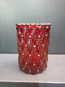 Ruby Red Diamond Quilted Pattern Votive Candle Holder - Picture 1 of 6
