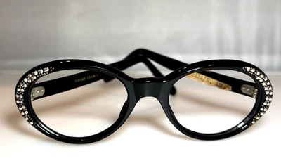 Marcos de vidrio ojos de gato franceses vintage años 50 pedrería AB hechos en Francia originales Etiqueta Foto 1 de 4