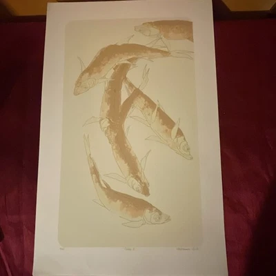 Fische Druck signiert von James Williamson Bell, 16/45 Britsh Wildlife Artist - Bild 1 von 4