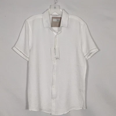 全新带标签 Essex Crossing Aria 男式轻便纹理白色编织纽扣尺寸 Sm — 第 1/4 张图片