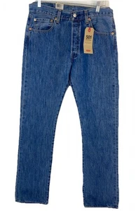 Jeans Levis 501 uomo 33x32 blu originale bottoni dritti mosca 100% cotone NUOVO - Foto 1 di 15