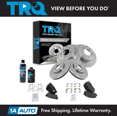 Kit de rotor de pastillas de freno delanteras traseras de cerámica TRQ con productos químicos para Hyundai Sonata Foto 1 de 4