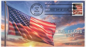 24-196, 2024, U.S. Flags,  First Day Cover, Standard Postmark, Keystone SD, Coil - Picture 1 of 1
