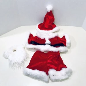 Build A Bear Workshop Santa Claus Suit 4 Piece Costume Coat Pants Hat & Beard - Picture 1 of 8