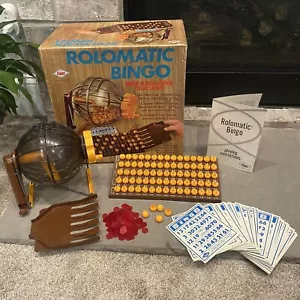 Rolomatic Bingo Game Complete Automatic Dispenser VTG Cage Cards Balls Chips USA - Picture 1 of 11