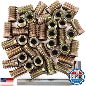 40Pcs 3/8"-16 x 25mm Threaded Inserts for Wood Furniture Screw in Nut Inserts - Picture 1 of 5