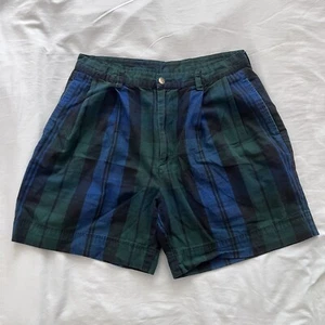 Vintage Nautica Blackwatch Tartan Plaid Sz 34 Pleated Cotton Shorts - Picture 1 of 11
