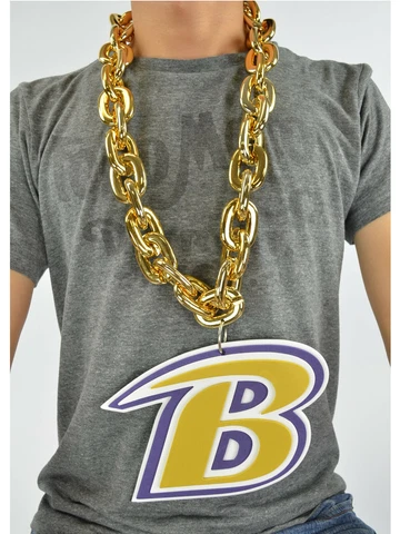 New NFL Baltimore Ravens GOLD Fan Chain Necklace Foam Cover