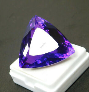 52 Ct Purple Huge Natural Amethyst Gemstone Certified  Trillion Shape Size