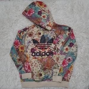 Adidas Granja Sudadera con Capucha Mujer Mediana Granja Floral Pullover Estampado Trifolio AJ8148 Arte - Imagen 1 de 7