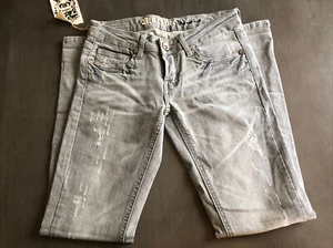 Machine Pour Neuf Mode Jeans Womens 1 Skinny Distressed Gray Denim Cotton Blend - Picture 1 of 10