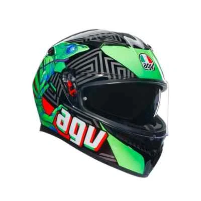 Casco AGV Integrale Doppia Visiera K3 KAMALEON BLACK/RED/GREEN Taglia S - Immagine 1 di 4