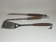 Williams-Sonoma 2 Piece BBQ Grill Tool Set No Case Stainless Walnut Wood Handle