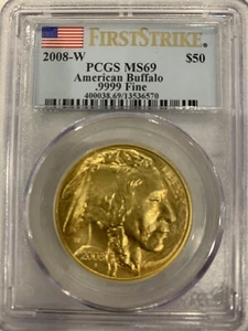 2008 W GOLD $50 BUFFALO 1 OZ MS FIRST STRIKE LOWEST MINTAGE OF SERIES BULLION - Picture 1 of 4