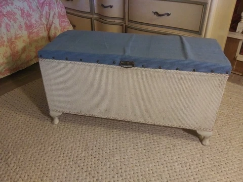 Antique Vintage Victorian Edwardian Wicker Rattan Hope Chest Cover