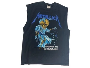 Vintage METALLICA T Shirt THEIR MONEY TIPS HER SCALES AGAIN 1994 CUT-OFF SLEEVES - Picture 1 of 5