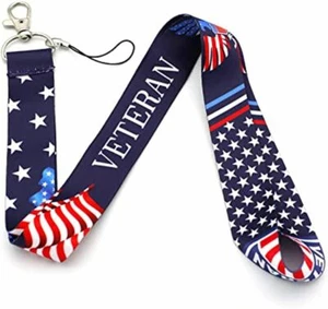 CORDINO VETERANO portachiavi collo porta ID bandiera USA stile militare USA - Foto 1 di 2