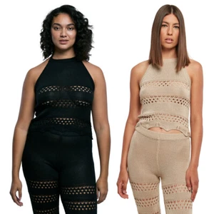 Crochet Knit Halter Neck Urban Classics Ladies Shorts Top Backless Knitted New - Picture 1 of 22