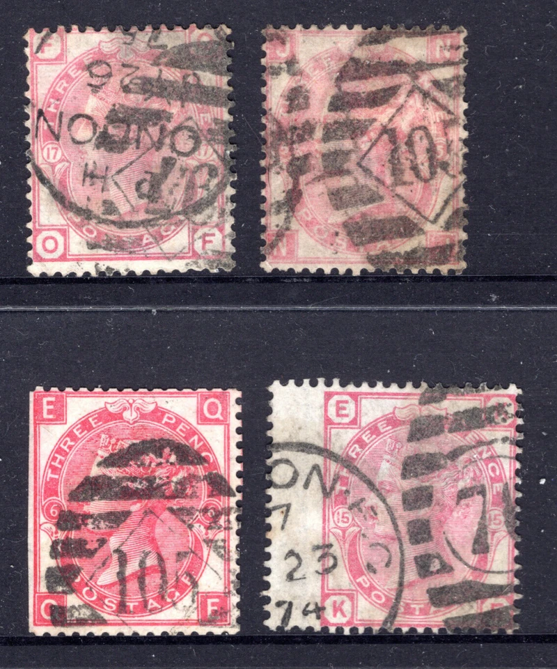 Great Britain GB QV Queen Victoria 1872 3d Rose x 4   REF:GBR34 - Image 1 of 1
