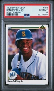 1990 UPPER DECK #156 KEN GRIFFEY JR TRIPLE ERROR VERSION PSA 10 POP 124 - Picture 1 of 2