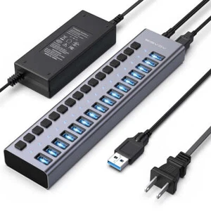 Adaptador divisor concentrador USB 3.0 multipuerto ACASIS 12V conmutador independiente para PC portátil - Imagen 1 de 14